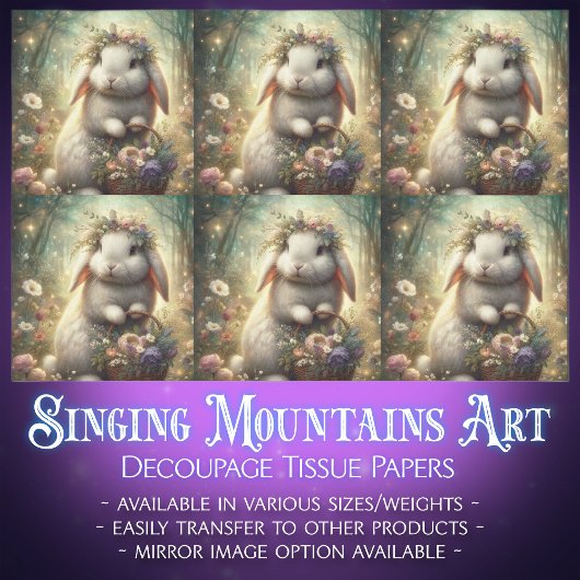 Enchanted Forest Floral Fantasy Konijn Decoupage Tissuepapier