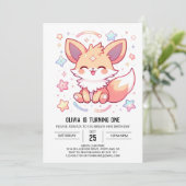 Enchanted Forest Fox eerste verjaardag Kaart (Staand voorkant)