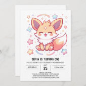 Enchanted Forest Fox eerste verjaardag Kaart (Voorkant / Achterkant)