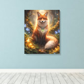Enchanted forest fox glow canvas afdruk (Insitu (Houten vloer))
