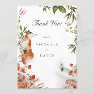 Enchanted Forest Fox Wolf Stag Wedding Bedankt Kaart