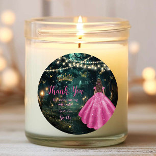 Enchanted Forest Fuchsia Roze Jurk Quinceañera 16 Ronde Sticker