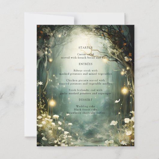Enchanted Forest Garden Path Green Wedding Menu (Voorkant)