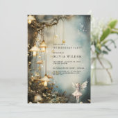 Enchanted Forest Girl 1st Birthday Mushrooms Bosse Kaart (Staand voorkant)