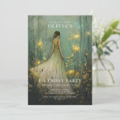 Enchanted Forest Girl Sprookjesverjaardag Kaart (Staand voorkant)