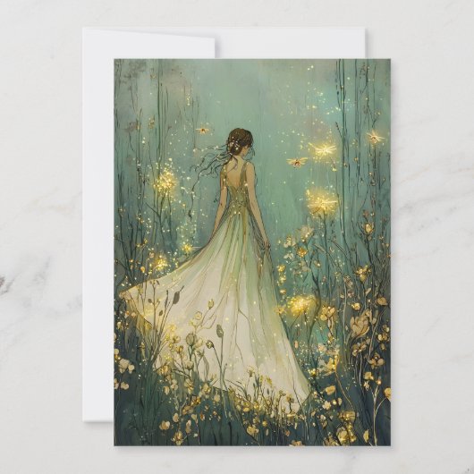 Enchanted Forest Girl Sprookjesverjaardag Kaart (Achterkant)