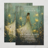 Enchanted Forest Girl Sprookjesverjaardag Kaart (Voorkant / Achterkant)