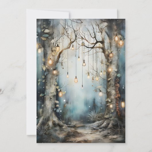 Enchanted Forest gloeiende lichten bruiloft Kaart (Achterkant)