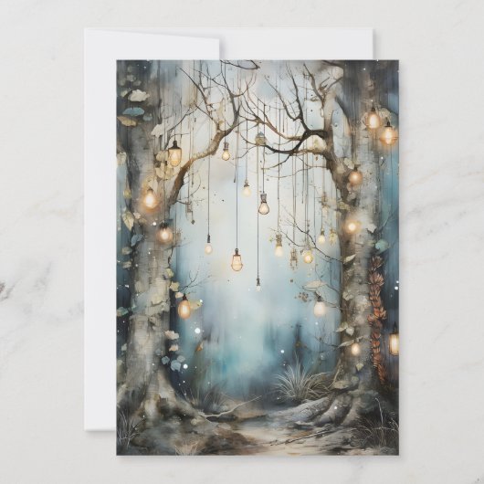 Enchanted Forest gloeiende lichten bruiloft Kaart (Achterkant)
