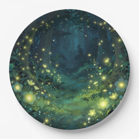Enchanted Forest Glow Magical Night Papieren Bordje (Voorkant)
