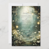 Enchanted Forest Glowing Lights Path Wedding Kaart (Voorkant)