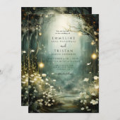 Enchanted Forest Glowing Lights Path Wedding Kaart (Voorkant / Achterkant)