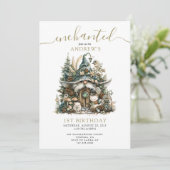 Enchanted Forest Gnome 1e verjaardag Kaart (Staand voorkant)