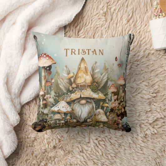 Enchanted Forest Gnome Aangepaste naam Kussen (Deken)