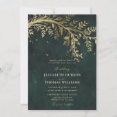 Enchanted Forest Gold Branch Emerald Green Wedding Kaart (Voorkant)