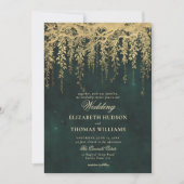 Enchanted Forest Gold Greenery Aangepaste bruiloft Kaart (Voorkant)