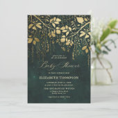 Enchanted Forest Gold Greenery Magisch Baby shower Kaart (Staand voorkant)