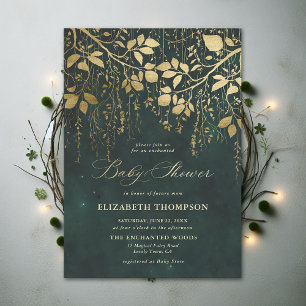 Enchanted Forest Gold Greenery Magisch Baby shower Kaart