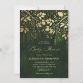 Enchanted Forest Gold Hunter Green Baby shower Kaart (Voorkant)