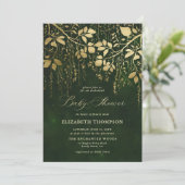 Enchanted Forest Gold Hunter Green Baby shower Kaart (Staand voorkant)