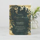 Enchanted Forest Gold Lijst Greenery Baby shower Kaart (Staand voorkant)