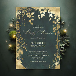 Enchanted Forest Gold Lijst Greenery Baby shower Kaart