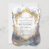Enchanted Forest Gold Lijst Wedding Kaart (Voorkant)