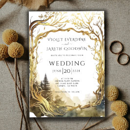 Enchanted Forest Gold Portal bruiloft uitnodiging