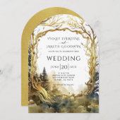 Enchanted Forest Gold Portal bruiloft uitnodiging (Voorkant / Achterkant)