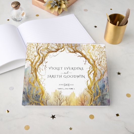Enchanted Forest Gold Portal Wedding Gastenboek (Voorkant open)