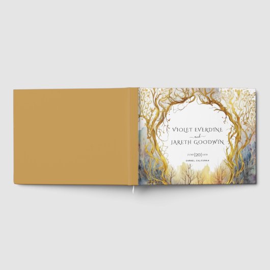Enchanted Forest Gold Portal Wedding Gastenboek (Volledig)
