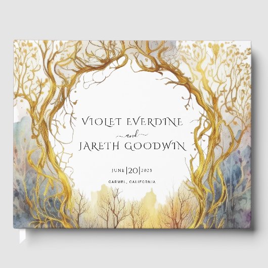 Enchanted Forest Gold Portal Wedding Gastenboek (Voorkant)