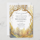 Enchanted Forest Gold Portal Wedding Kaart (Voorkant)