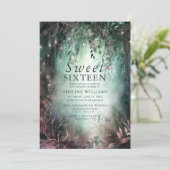 Enchanted Forest Gold Vines Mauve Magical Sweet 16 Kaart (Staand voorkant)