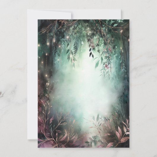 Enchanted Forest Gold Vines Mauve Magical Sweet 16 Kaart (Achterkant)