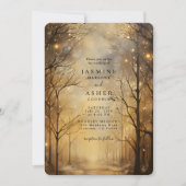 Enchanted Forest Gold Wedding Kaart (Voorkant)