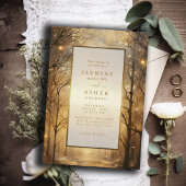 Enchanted Forest Gold Wedding Kaart