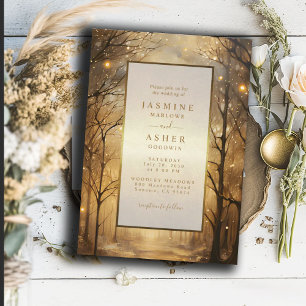 Enchanted Forest Gold Wedding Kaart