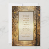 Enchanted Forest Gold Wedding Kaart (Voorkant)