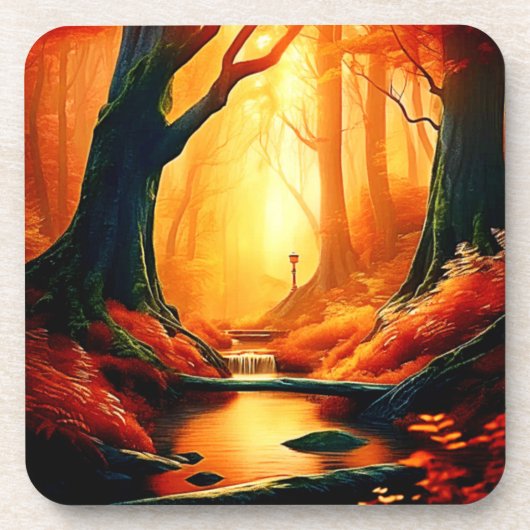 Enchanted Forest Golden Glow Bier Onderzetter (Voorkant)