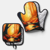 Enchanted Forest Golden Glow Ovenwant & Pannenlap Set (Voorkant / Achterkant)