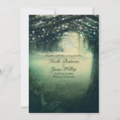 Enchanted Forest Green Blue Lights Rustic Wedding Kaart (Voorkant)