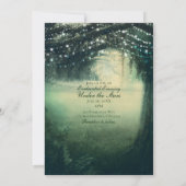 Enchanted Forest Green Blue Lights Rustic Wedding Kaart (Achterkant)