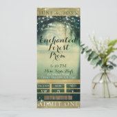 Enchanted Forest Green Blue Prom VIP Party Ticket Kaart (Staand voorkant)