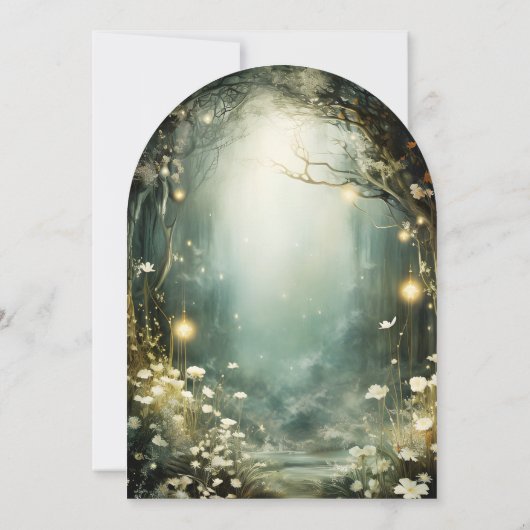 Enchanted Forest Green Wedding Kaart (Achterkant)