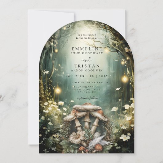 Enchanted Forest Green Wedding Kaart (Voorkant)