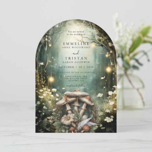 Enchanted Forest Green Wedding Kaart (Staand voorkant)