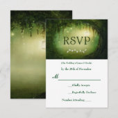 Enchanted Forest Green Wedding RSVP Response Kaart (Voorkant / Achterkant)