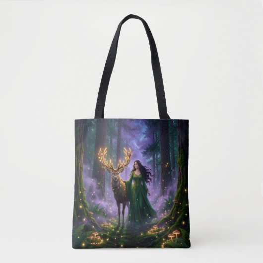 Enchanted Forest Guardian & Majestic Deer Tote Bag (Voorkant)