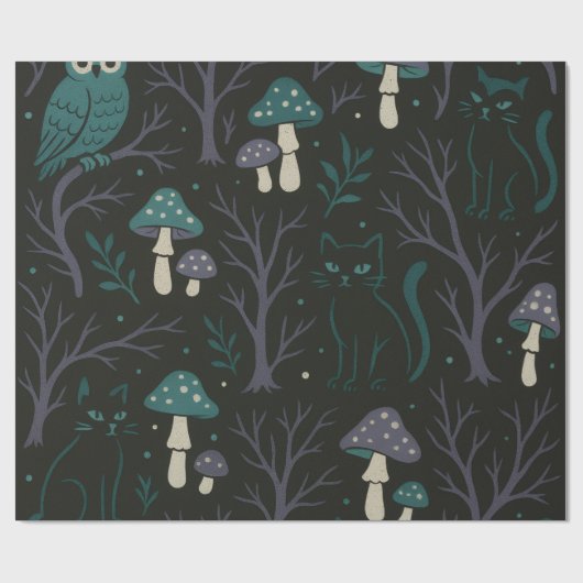 Enchanted Forest Halloween Pattern Cadeaupapier (Vlak)